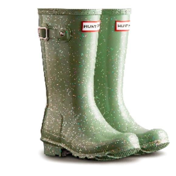 Hunter Other - Sz 8US toddler Hunter Boots green sparkles mid calf on kiddo nice condition